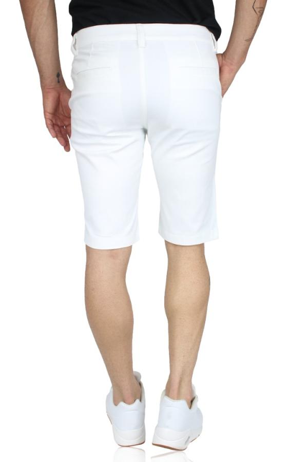 Bermuda De Vestir Color Blanco De Algodón Corte Slim Fit Para Hombre